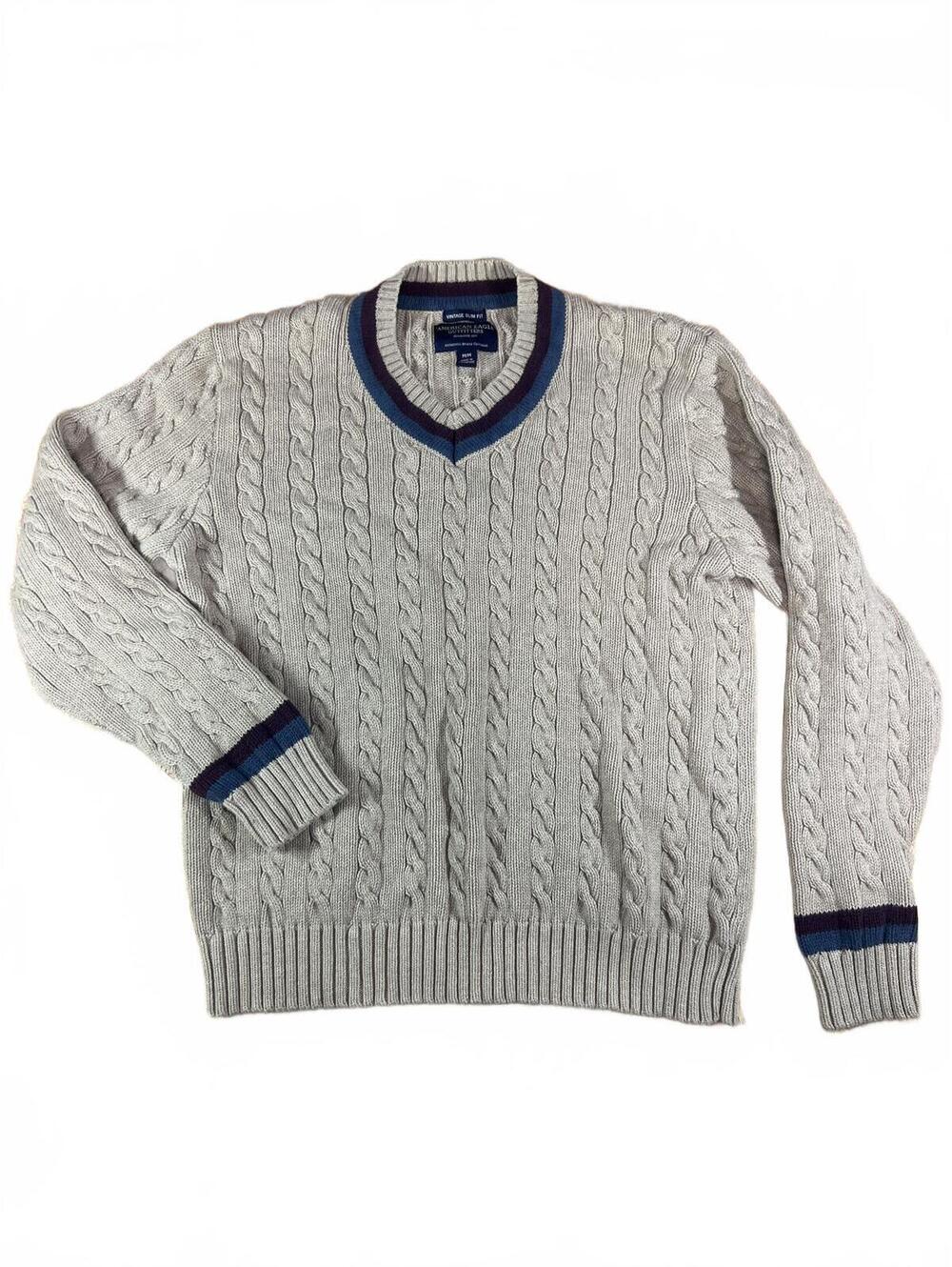 American Eagle Vintage Slim Fit Tennis Cable Knit Sweater M/M